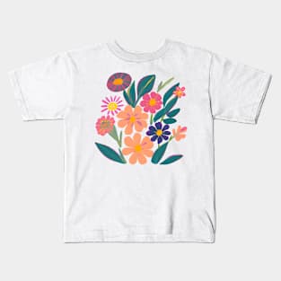 Mid Century Modern Flowers Kids T-Shirt